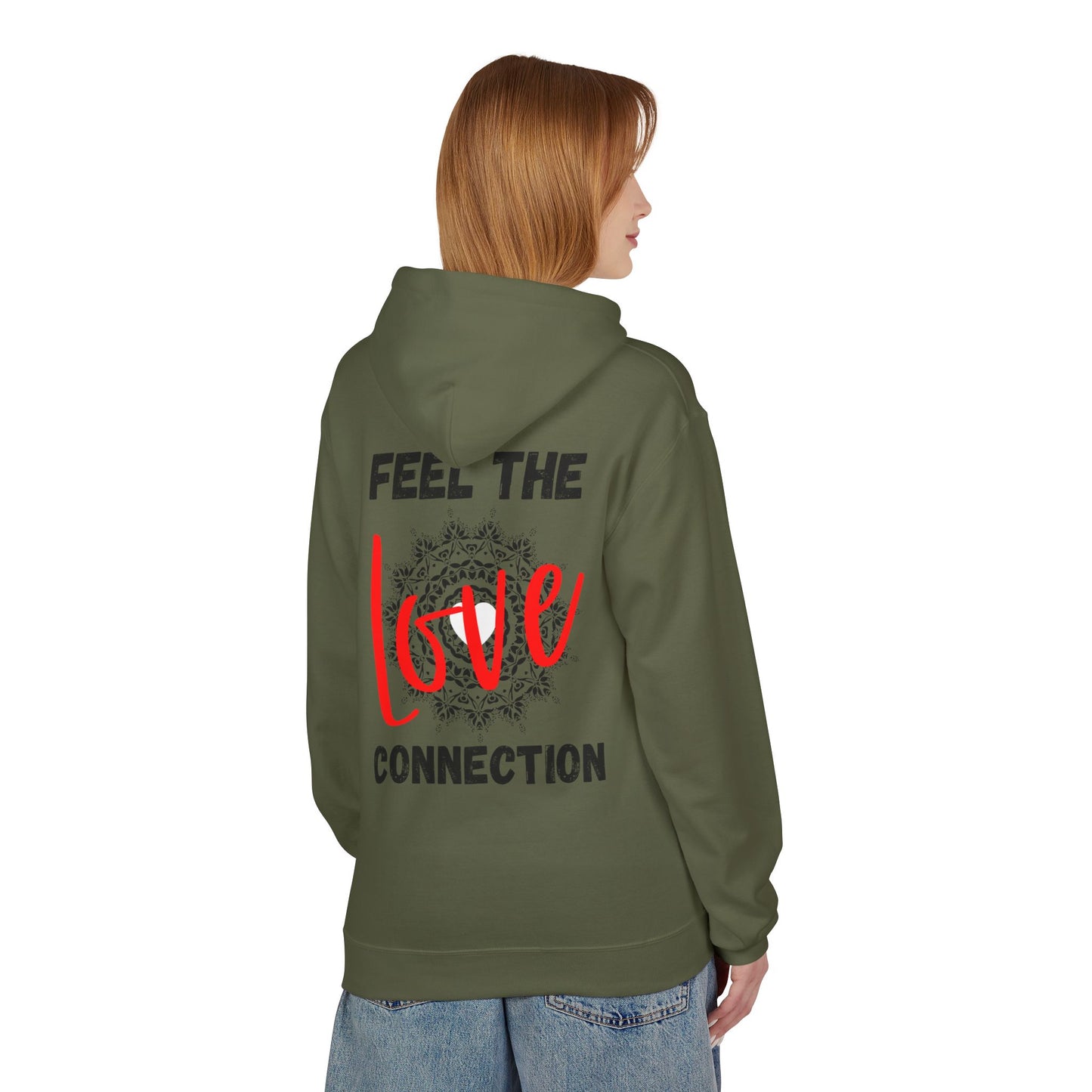 Unisex Fleece Hoodie - Feel the Love Connection, Cozy Outfit for Valentine's Day, Friendly Gift for Any Occasion, Relationship Goals