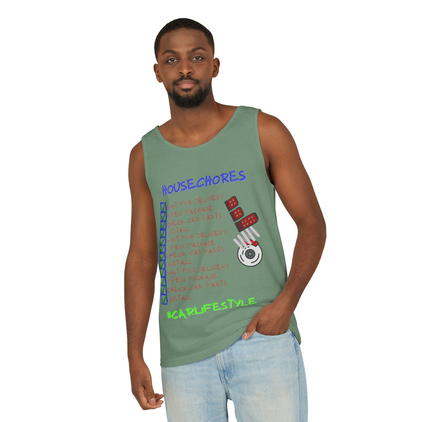 House Chores Check List Tank Top, Unisex Motivational Apparel, Summer Essential, Gift for Homebodies, Housewarming Gift