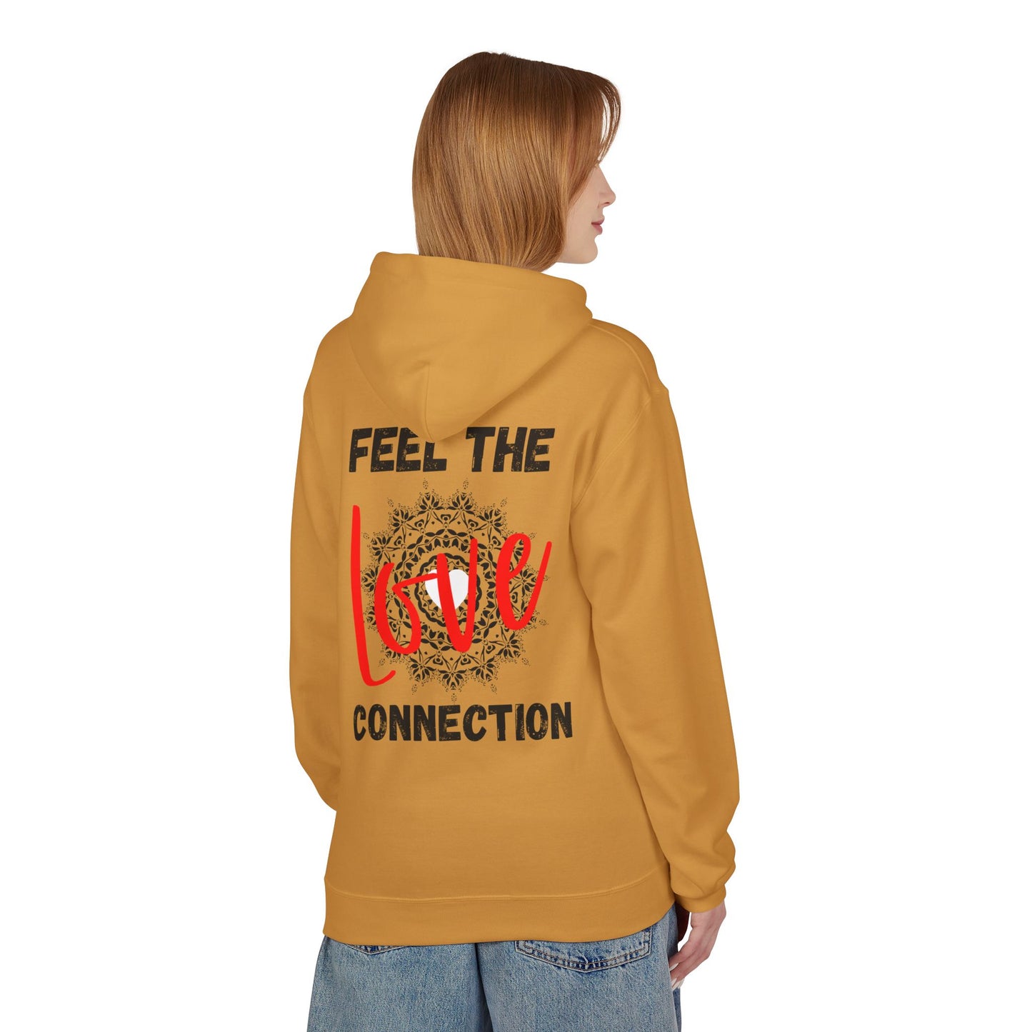 Unisex Fleece Hoodie - Feel the Love Connection, Cozy Outfit for Valentine's Day, Friendly Gift for Any Occasion, Relationship Goals