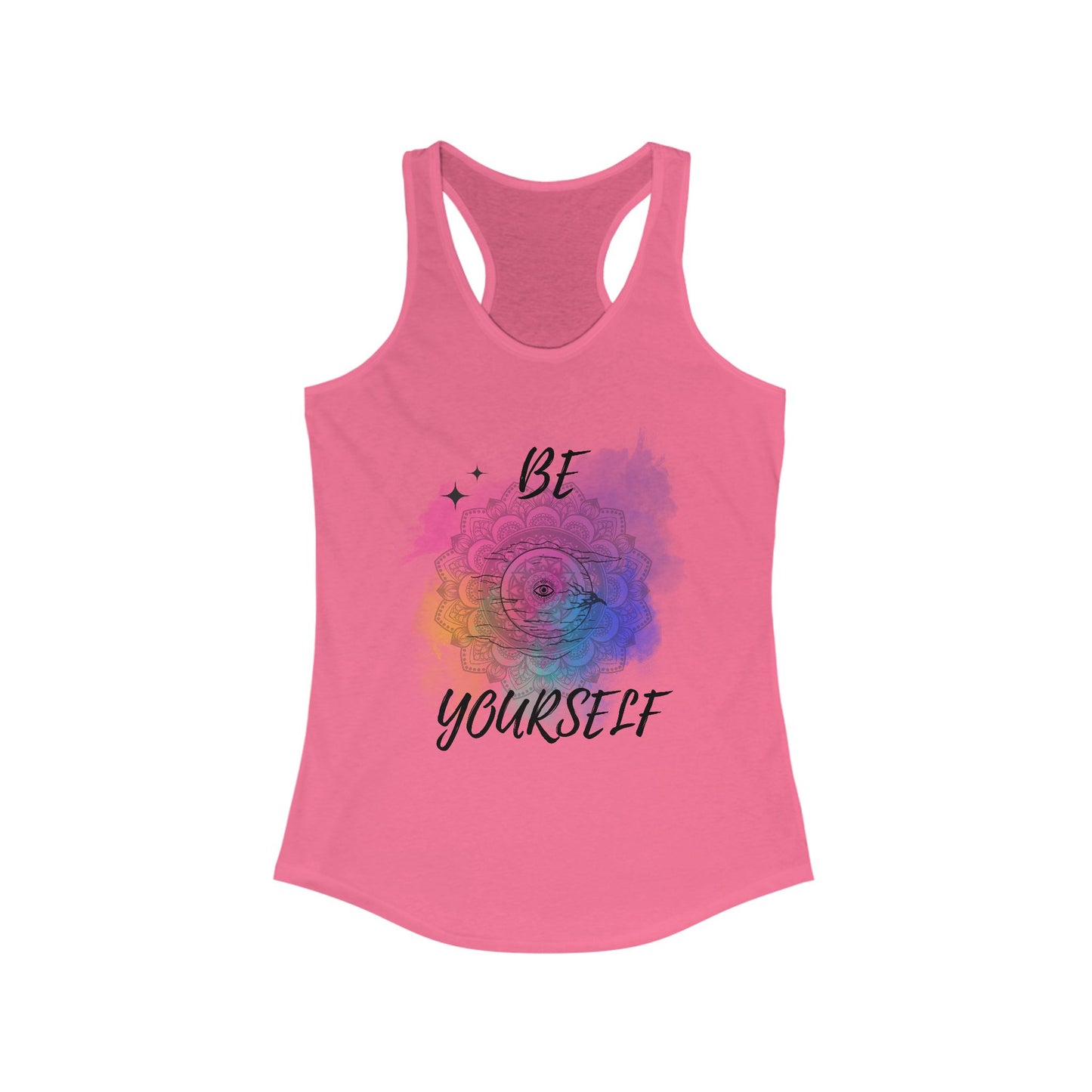 Colorful Inspirational Racerback Tank, Be Yourself Motivational Top, Women's Workout Shirt, Summer Activewear, Gift for Her