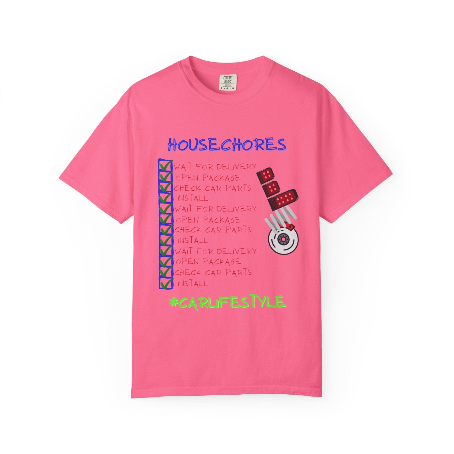 Fun House Chores Unisex Magenta T-shirt | Unique Chore Tracker Shirt | Great for Gifts, Home, Casual Wear, and Motivation