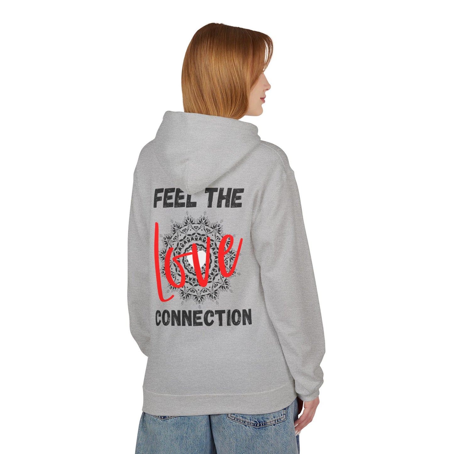 Unisex Fleece Hoodie - Feel the Love Connection, Cozy Outfit for Valentine's Day, Friendly Gift for Any Occasion, Relationship Goals