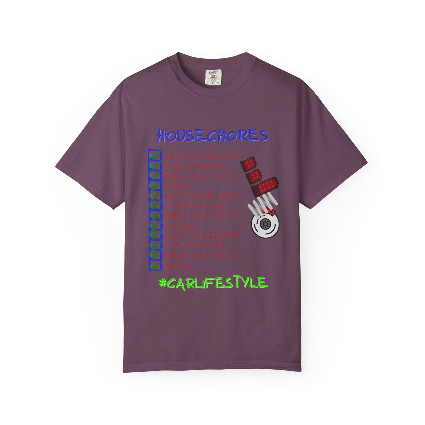 Fun House Chores Unisex Magenta T-shirt | Unique Chore Tracker Shirt | Great for Gifts, Home, Casual Wear, and Motivation