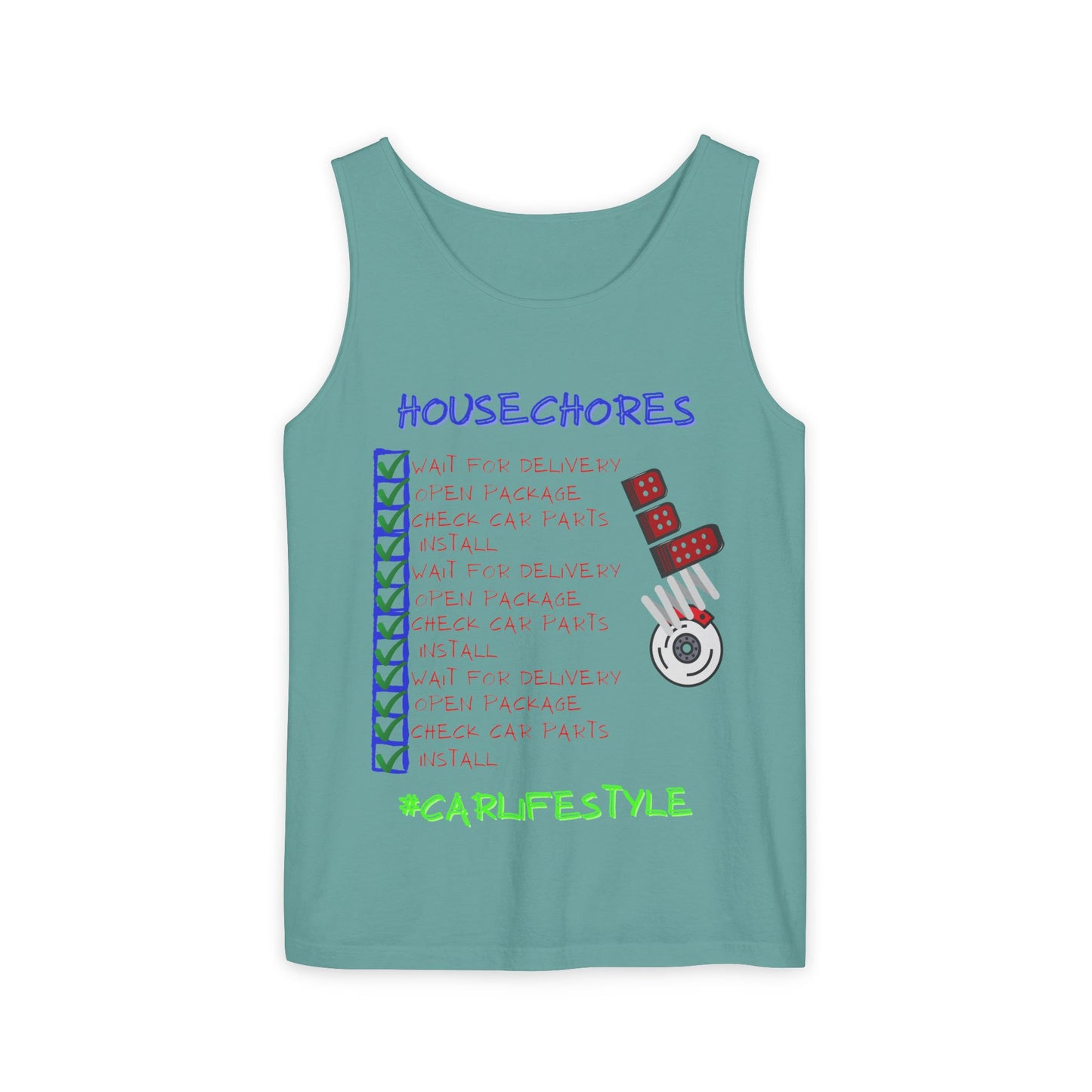 House Chores Check List Tank Top, Unisex Motivational Apparel, Summer Essential, Gift for Homebodies, Housewarming Gift
