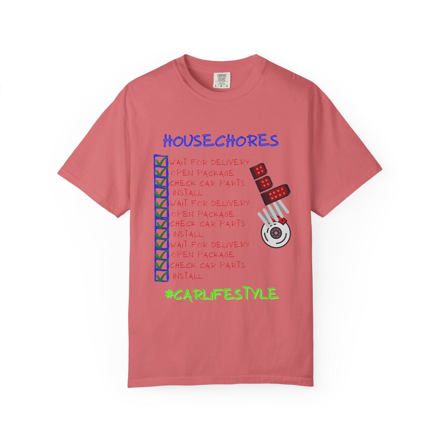 Fun House Chores Unisex Magenta T-shirt | Unique Chore Tracker Shirt | Great for Gifts, Home, Casual Wear, and Motivation