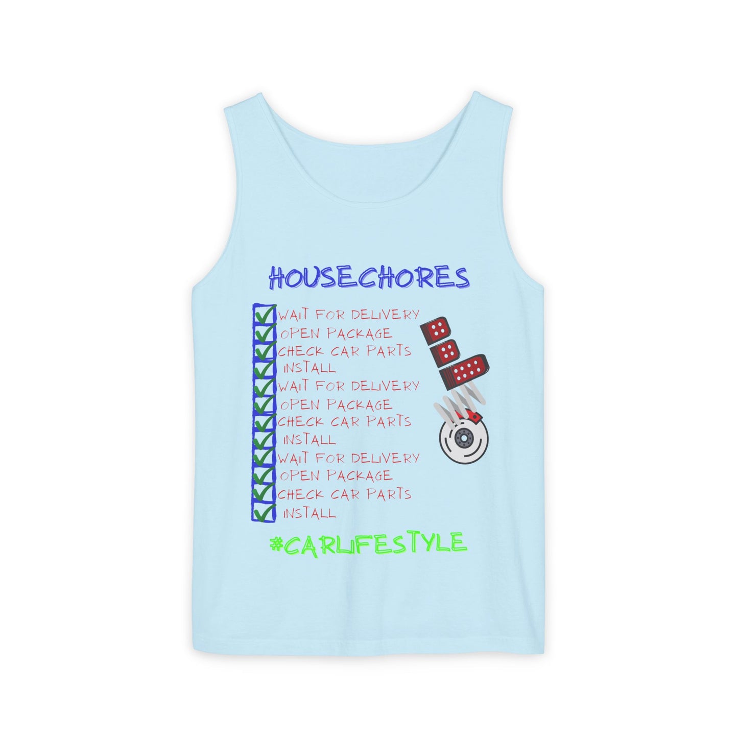 House Chores Check List Tank Top, Unisex Motivational Apparel, Summer Essential, Gift for Homebodies, Housewarming Gift
