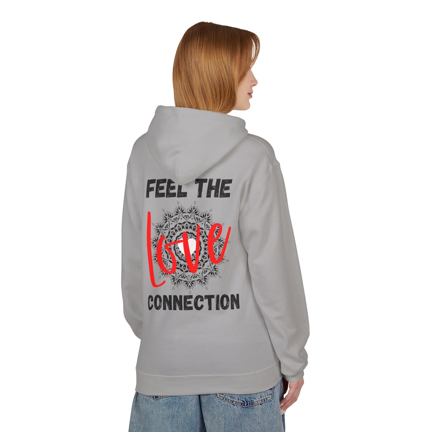 Unisex Fleece Hoodie - Feel the Love Connection, Cozy Outfit for Valentine's Day, Friendly Gift for Any Occasion, Relationship Goals