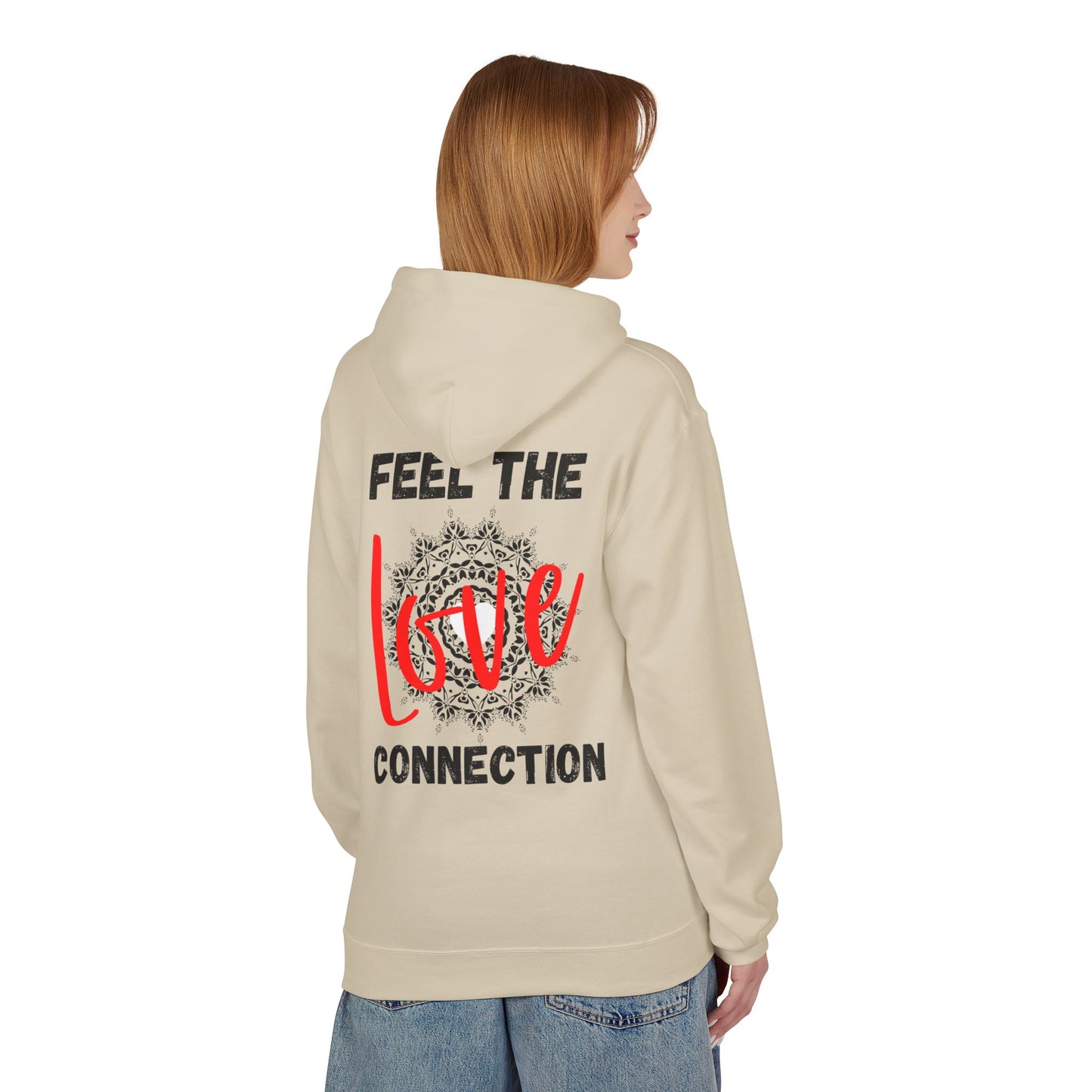 Unisex Fleece Hoodie - Feel the Love Connection, Cozy Outfit for Valentine's Day, Friendly Gift for Any Occasion, Relationship Goals