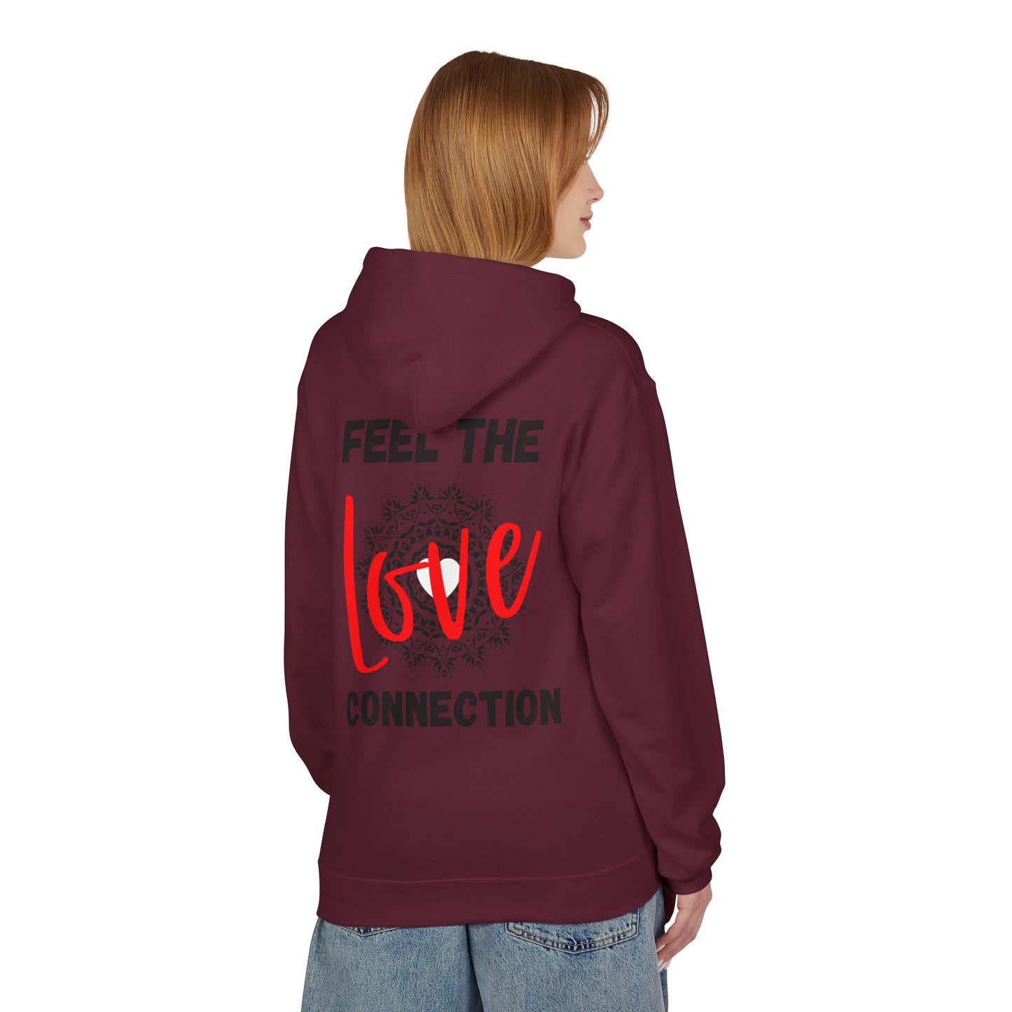 Unisex Fleece Hoodie - Feel the Love Connection, Cozy Outfit for Valentine's Day, Friendly Gift for Any Occasion, Relationship Goals