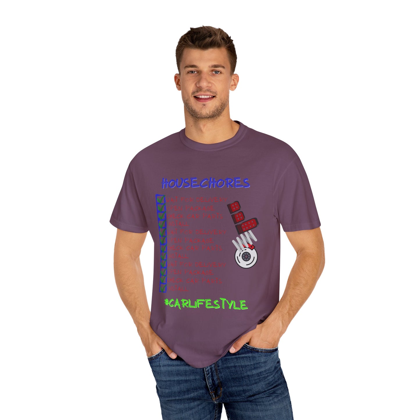 Fun House Chores Unisex Magenta T-shirt | Unique Chore Tracker Shirt | Great for Gifts, Home, Casual Wear, and Motivation