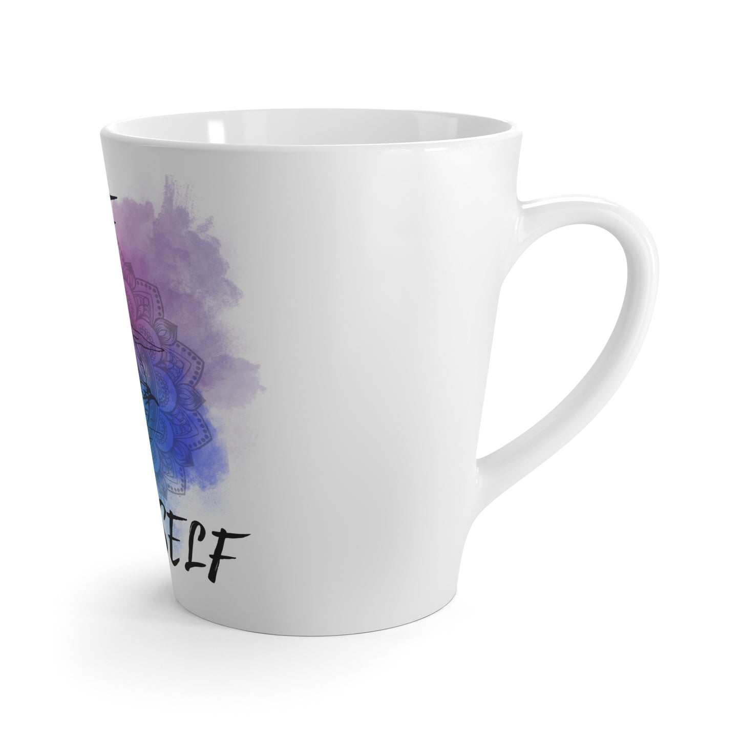 Inspirational Latte Mug with Mandala Design, Coffee Lover Gift, Self-Care Mug, Boho Decor, Mindfulness Gift