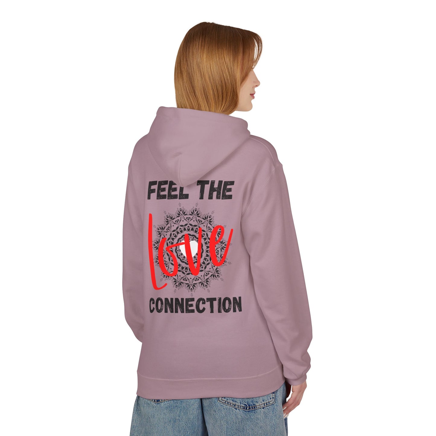 Unisex Fleece Hoodie - Feel the Love Connection, Cozy Outfit for Valentine's Day, Friendly Gift for Any Occasion, Relationship Goals