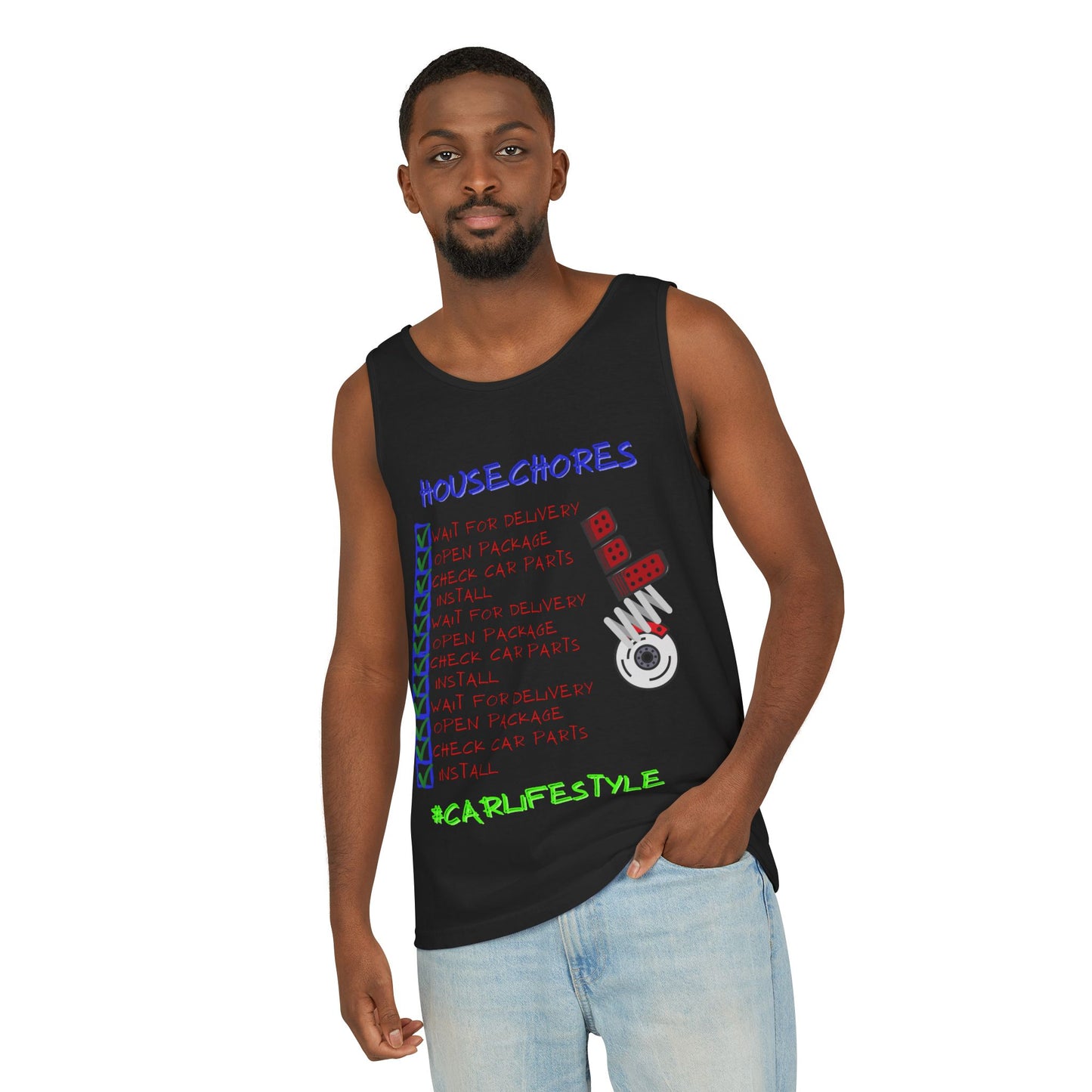 House Chores Check List Tank Top, Unisex Motivational Apparel, Summer Essential, Gift for Homebodies, Housewarming Gift