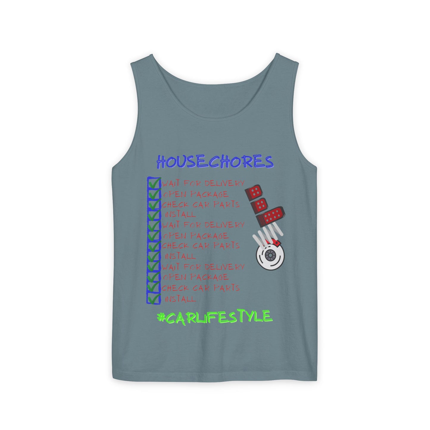 House Chores Check List Tank Top, Unisex Motivational Apparel, Summer Essential, Gift for Homebodies, Housewarming Gift