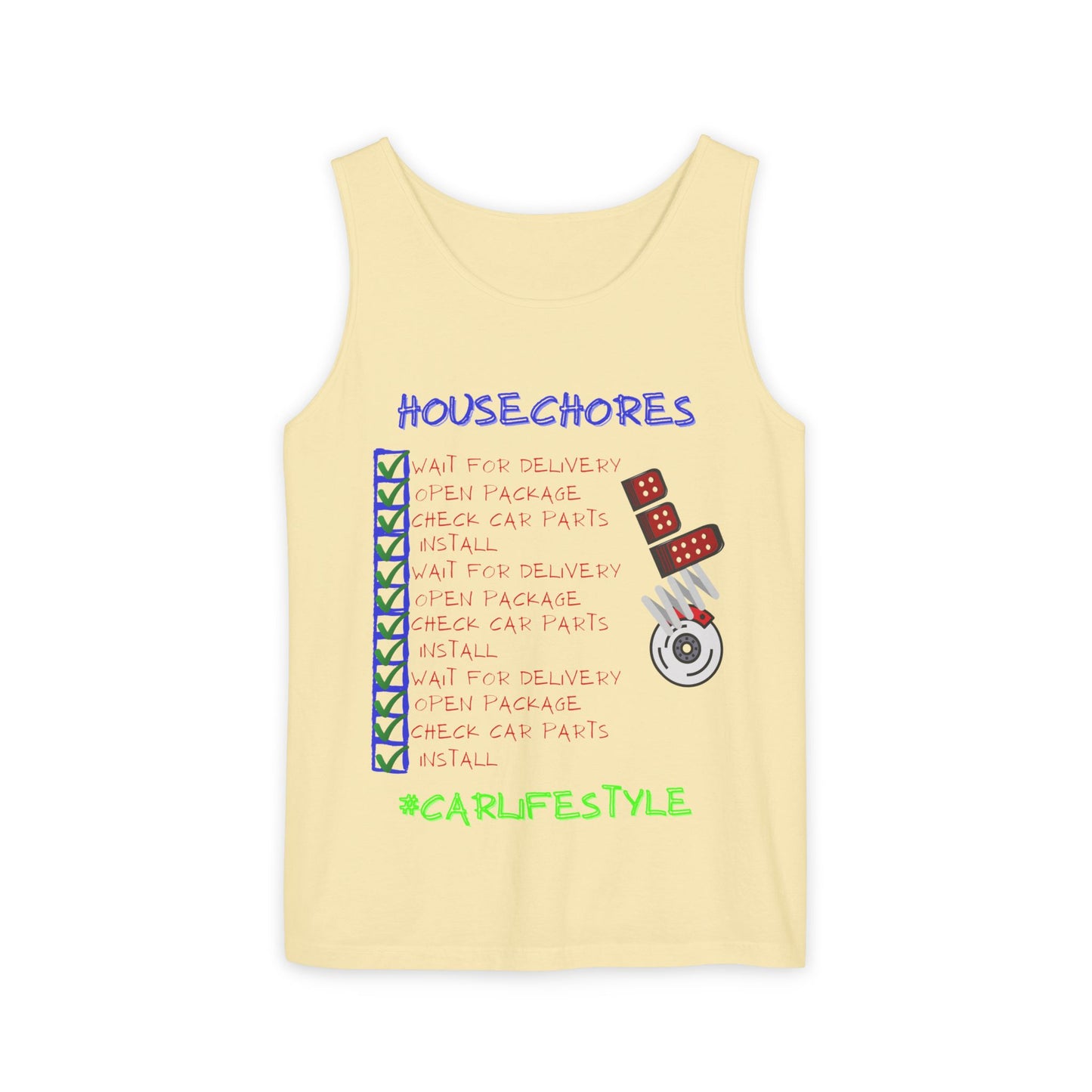 House Chores Check List Tank Top, Unisex Motivational Apparel, Summer Essential, Gift for Homebodies, Housewarming Gift