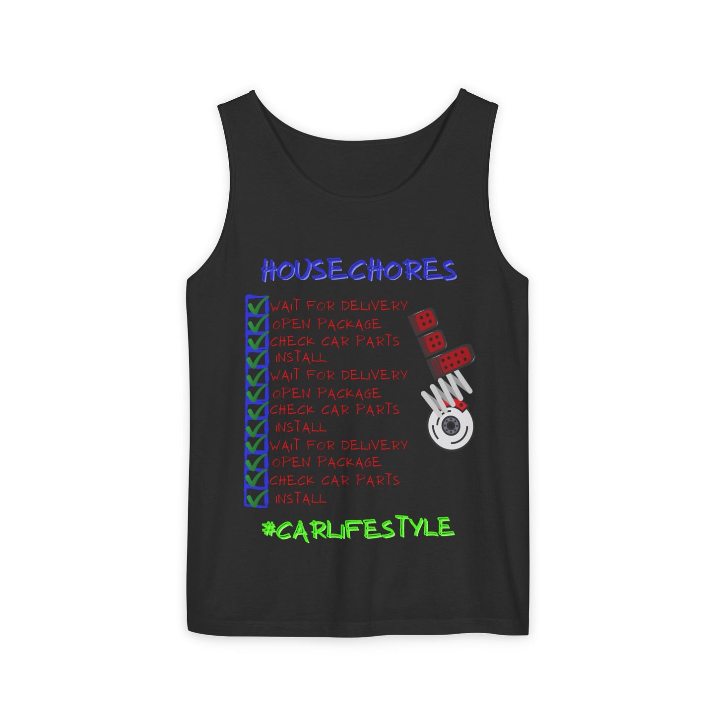 House Chores Check List Tank Top, Unisex Motivational Apparel, Summer Essential, Gift for Homebodies, Housewarming Gift