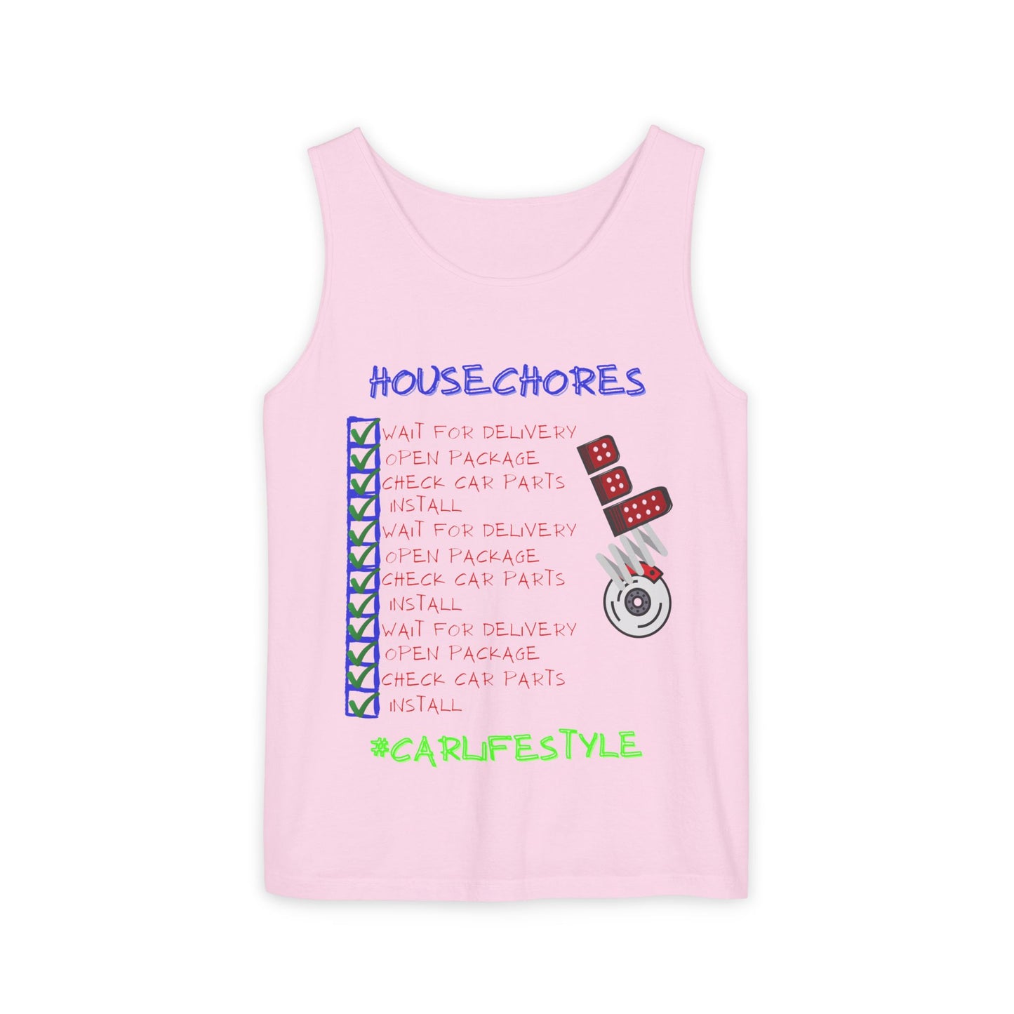 House Chores Check List Tank Top, Unisex Motivational Apparel, Summer Essential, Gift for Homebodies, Housewarming Gift