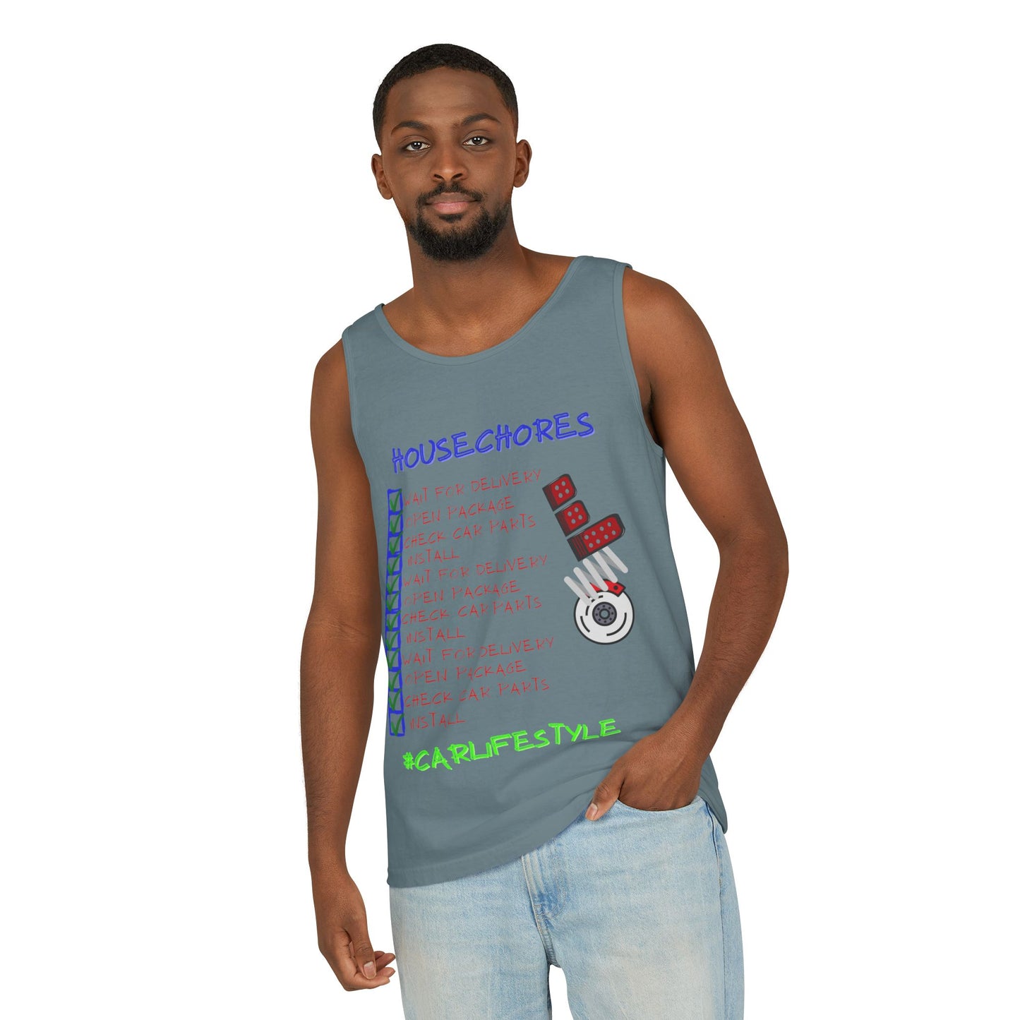 House Chores Check List Tank Top, Unisex Motivational Apparel, Summer Essential, Gift for Homebodies, Housewarming Gift