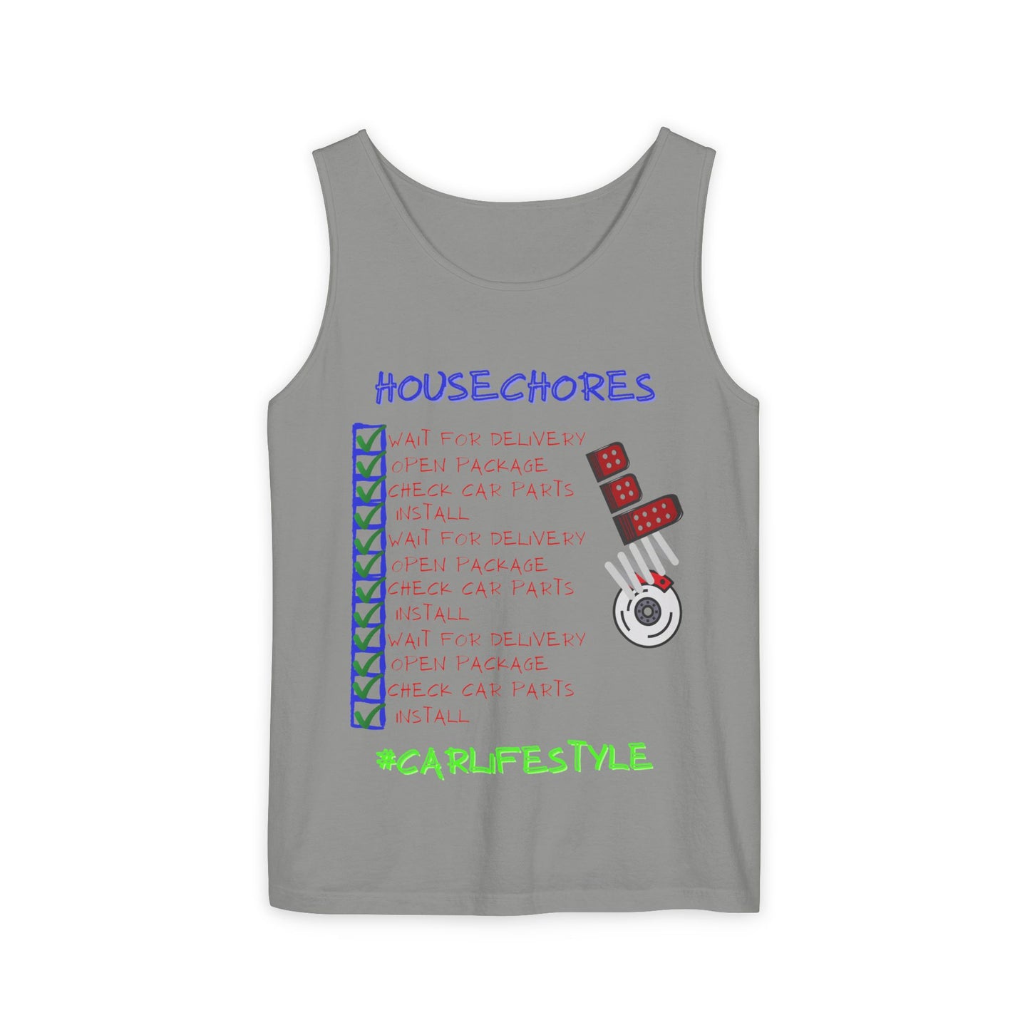House Chores Check List Tank Top, Unisex Motivational Apparel, Summer Essential, Gift for Homebodies, Housewarming Gift