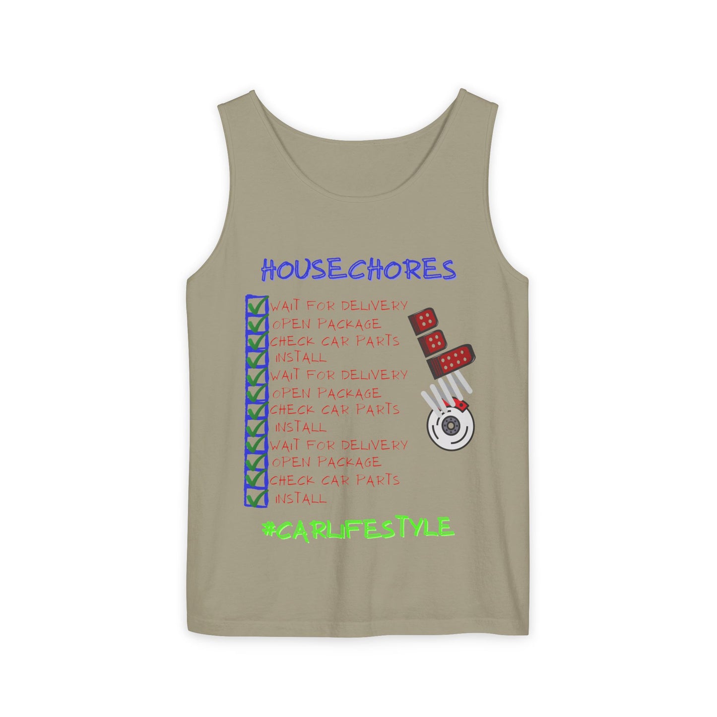 House Chores Check List Tank Top, Unisex Motivational Apparel, Summer Essential, Gift for Homebodies, Housewarming Gift