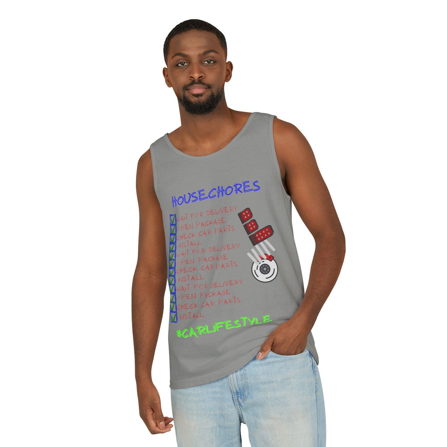 House Chores Check List Tank Top, Unisex Motivational Apparel, Summer Essential, Gift for Homebodies, Housewarming Gift