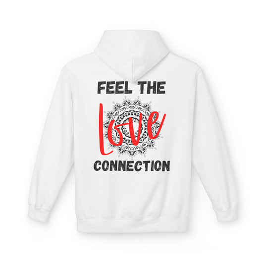 Unisex Fleece Hoodie - Feel the Love Connection, Cozy Outfit for Valentine's Day, Friendly Gift for Any Occasion, Relationship Goals