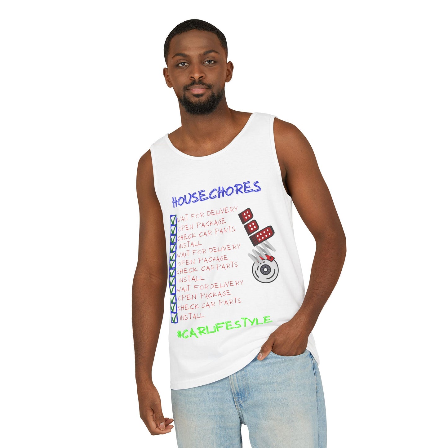 House Chores Check List Tank Top, Unisex Motivational Apparel, Summer Essential, Gift for Homebodies, Housewarming Gift