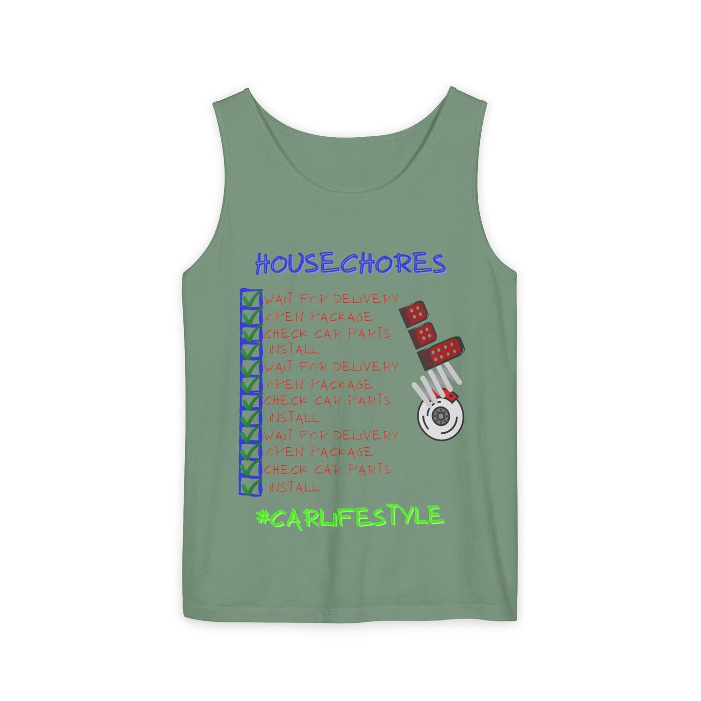 House Chores Check List Tank Top, Unisex Motivational Apparel, Summer Essential, Gift for Homebodies, Housewarming Gift